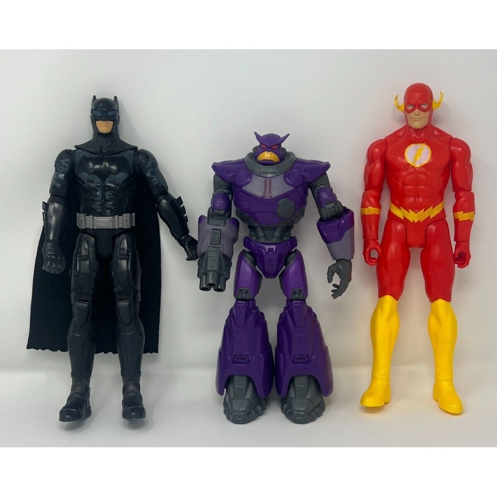 Super Heroes Toys Batman The Flash and Buzz Lightyear Nemesis From Mattel 11 in.